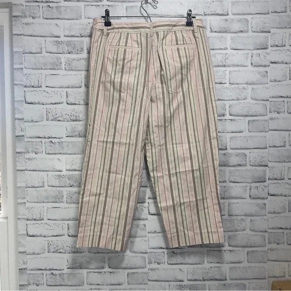 Liz Claiborne Audra Petite Belted Stripped Crop Pants 4P - Picture 9 of 13